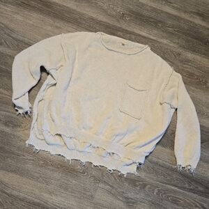 Gilded Intent Ragged Hem Cropped Sweater Sz Small